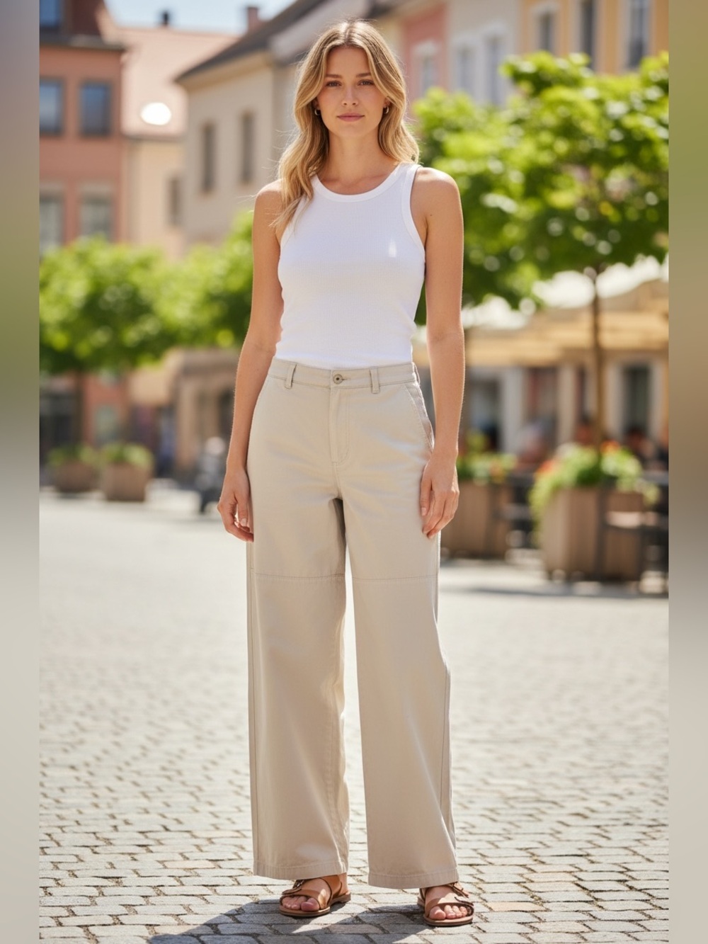 Vintage GAP Khakis Tan Wide Leg Cargo Pants Women's 30 x 32 Utility Y2K